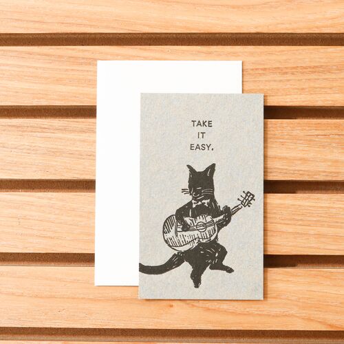 ギター猫 メッセージカード ブルーグレー